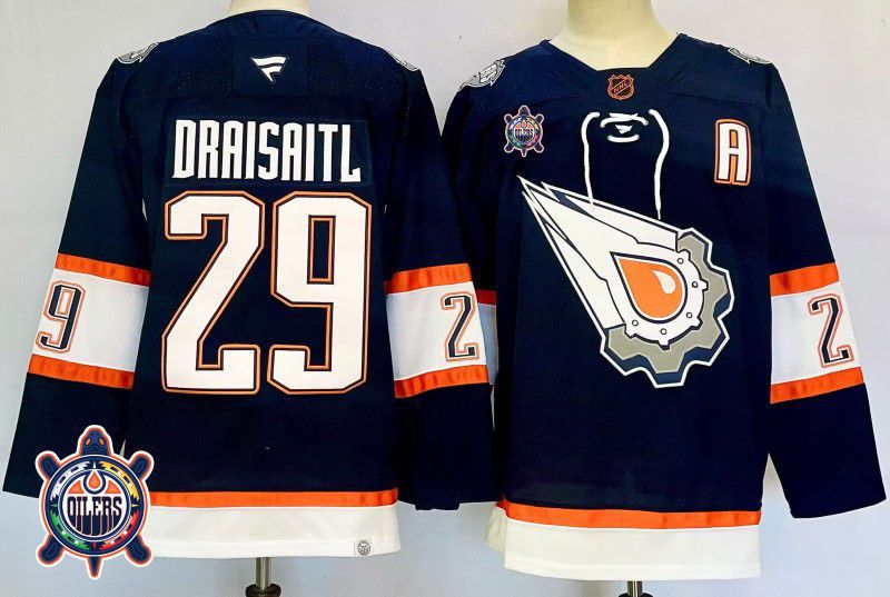 Men Edmonton Oilers #29 Draisaitl Drak Blue Fanatics 2025 NHL Jersey style 3